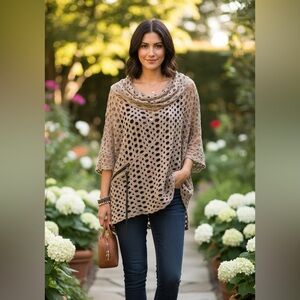 Yushi Beige open Knit Cover/Top OS